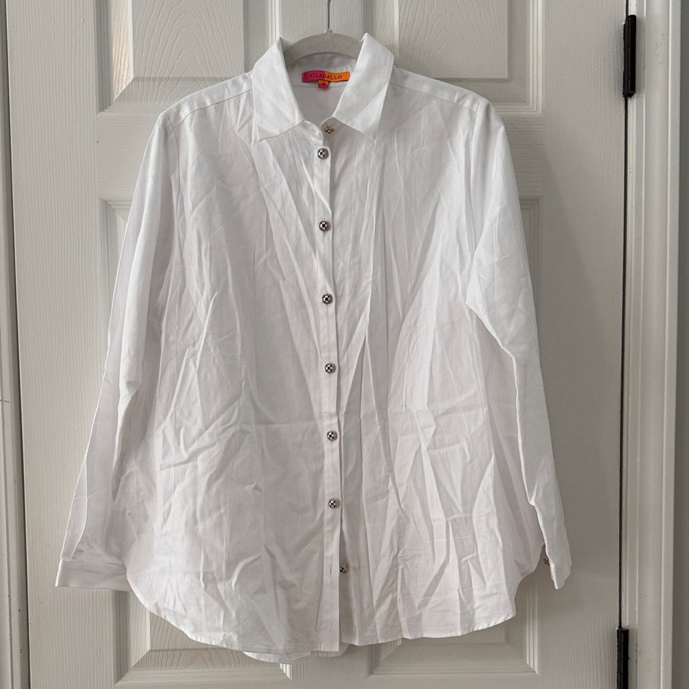 Vilagallo White Casual Button Down Shirt